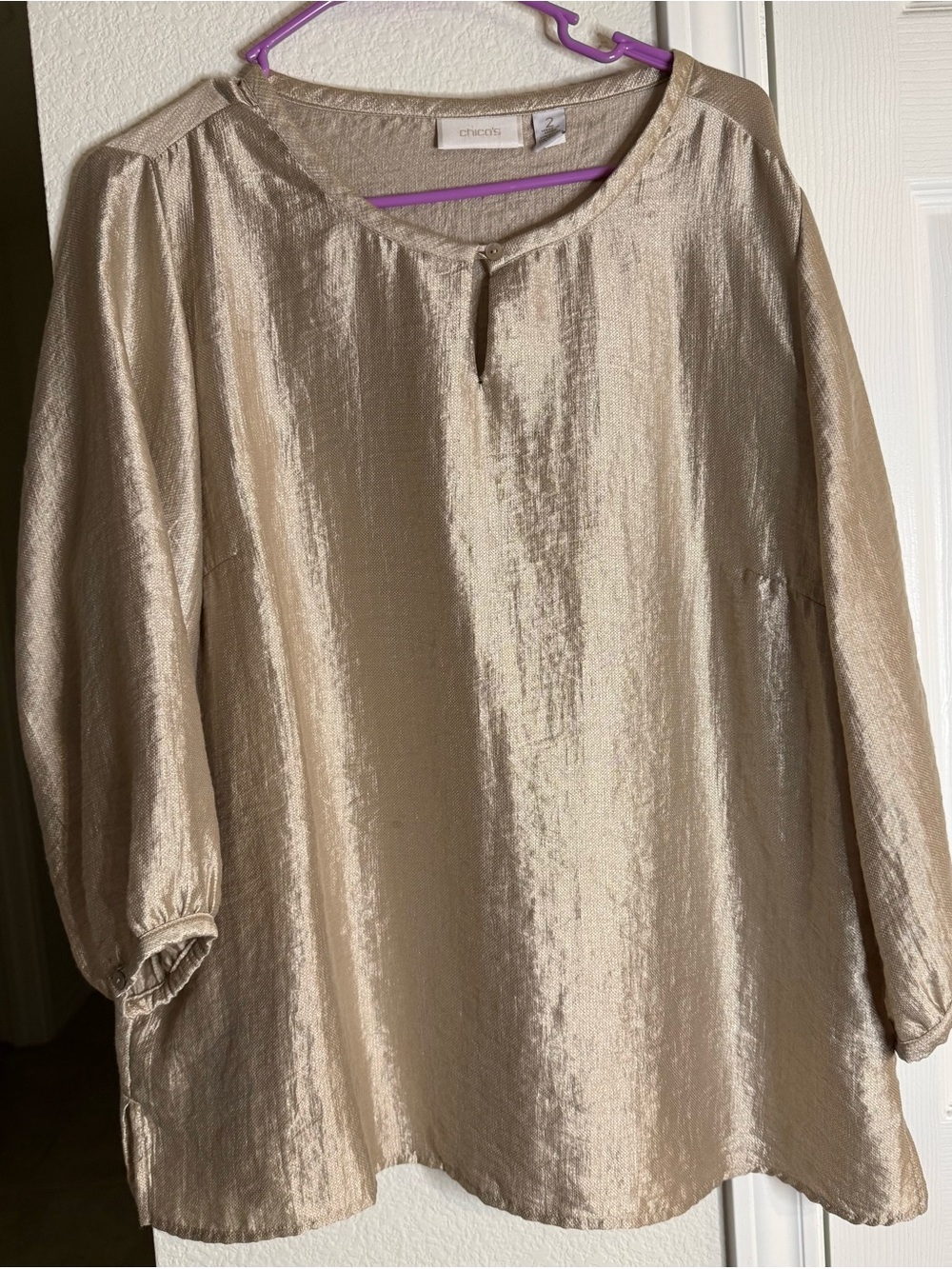 Chico's Shimmery Champagne Long Sleeve Tunic